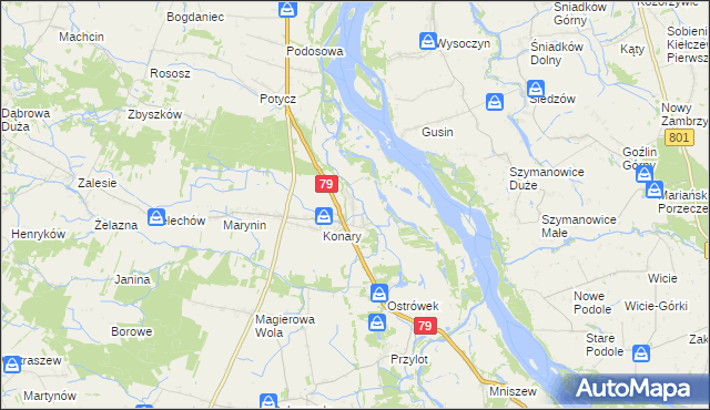 mapa Podgórzyce gmina Warka, Podgórzyce gmina Warka na mapie Targeo