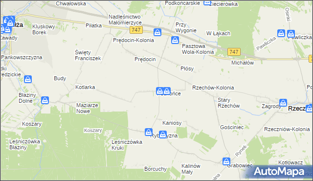 mapa Podkońce gmina Rzeczniów, Podkońce gmina Rzeczniów na mapie Targeo