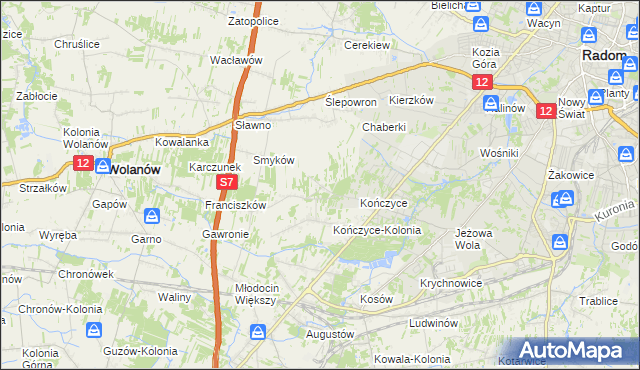 mapa Podkończyce, Podkończyce na mapie Targeo