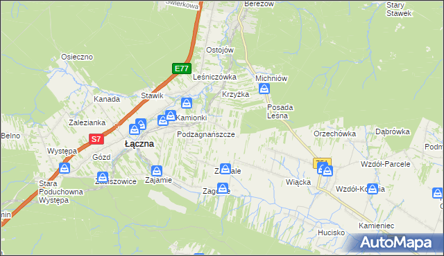 mapa Podłazie gmina Łączna, Podłazie gmina Łączna na mapie Targeo