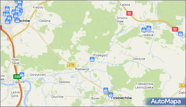 mapa Podlegórz, Podlegórz na mapie Targeo