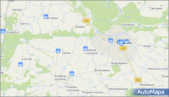 mapa Podlesie Kościelne, Podlesie Kościelne na mapie Targeo