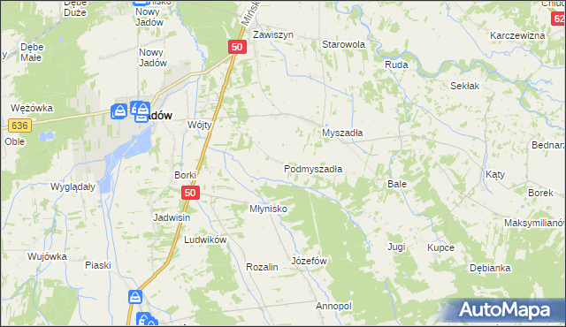 mapa Podmyszadła, Podmyszadła na mapie Targeo