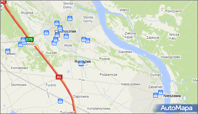 mapa Podole gmina Raciążek, Podole gmina Raciążek na mapie Targeo