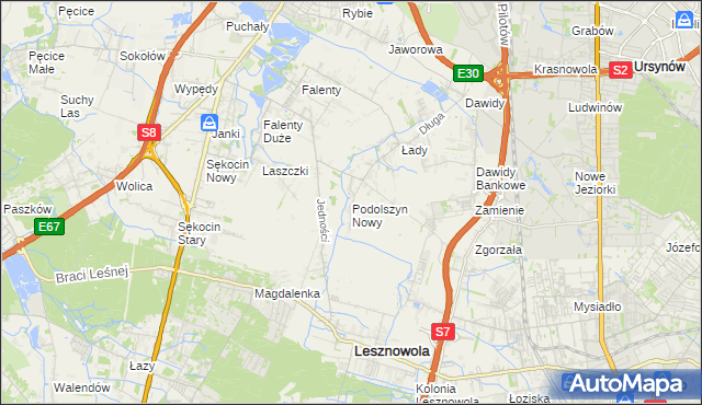 mapa Podolszyn Nowy, Podolszyn Nowy na mapie Targeo