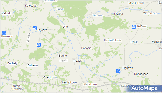 mapa Podosie gmina Miastkowo, Podosie gmina Miastkowo na mapie Targeo