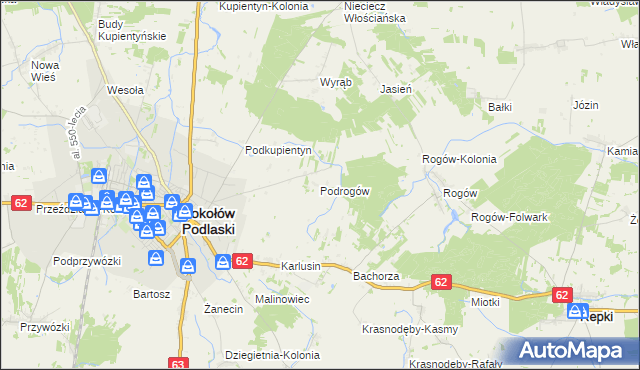 mapa Podrogów, Podrogów na mapie Targeo