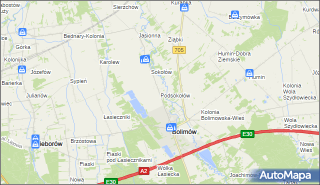 mapa Podsokołów, Podsokołów na mapie Targeo