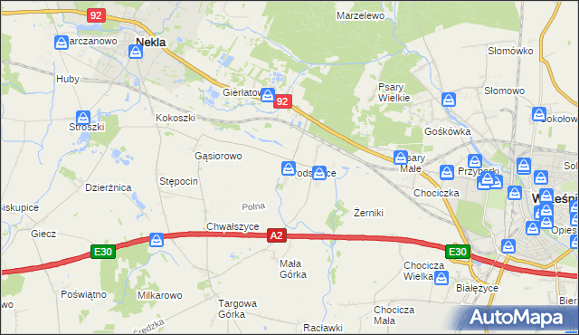 mapa Podstolice gmina Nekla, Podstolice gmina Nekla na mapie Targeo
