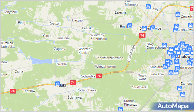 mapa Podwierzchowiec, Podwierzchowiec na mapie Targeo