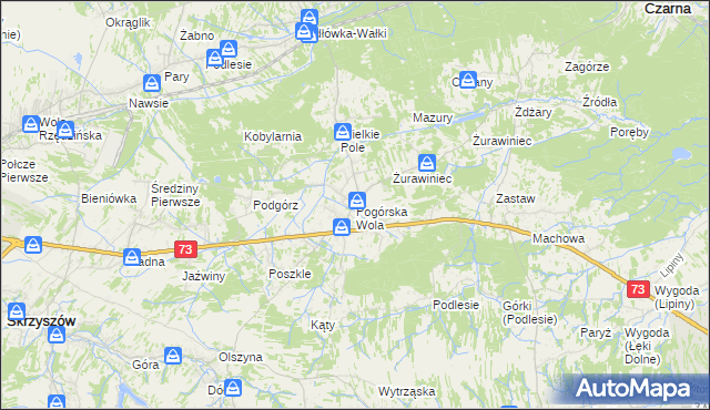 mapa Pogórska Wola, Pogórska Wola na mapie Targeo