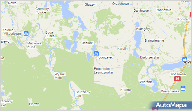 mapa Pogorzelec gmina Giby, Pogorzelec gmina Giby na mapie Targeo