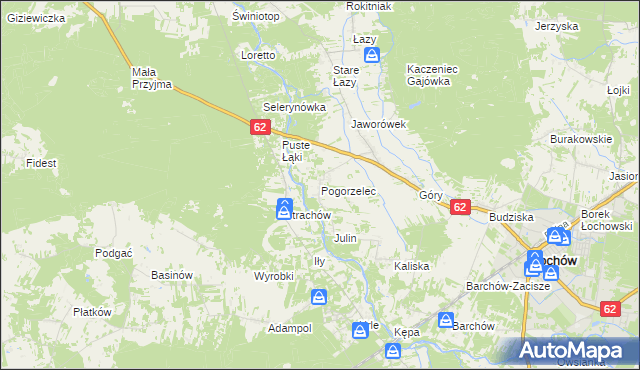 mapa Pogorzelec gmina Łochów, Pogorzelec gmina Łochów na mapie Targeo