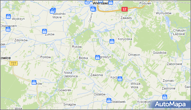 mapa Pogroszyn, Pogroszyn na mapie Targeo