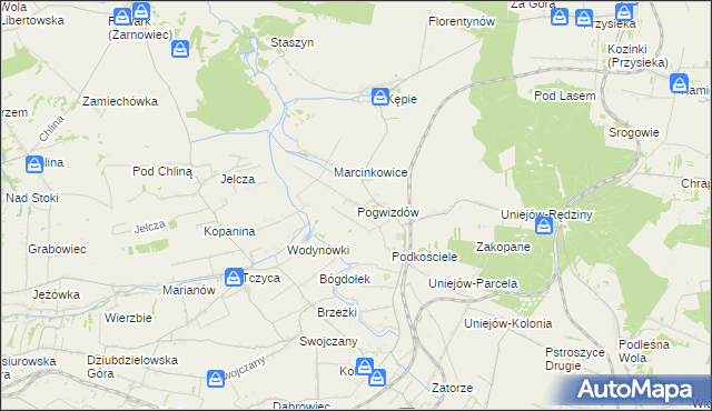 mapa Pogwizdów gmina Charsznica, Pogwizdów gmina Charsznica na mapie Targeo