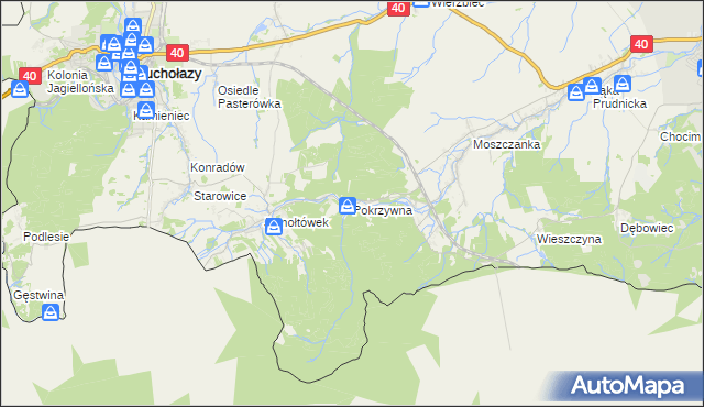 mapa Pokrzywna gmina Głuchołazy, Pokrzywna gmina Głuchołazy na mapie Targeo
