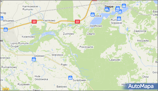 mapa Pokrzywnik gmina Skępe, Pokrzywnik gmina Skępe na mapie Targeo