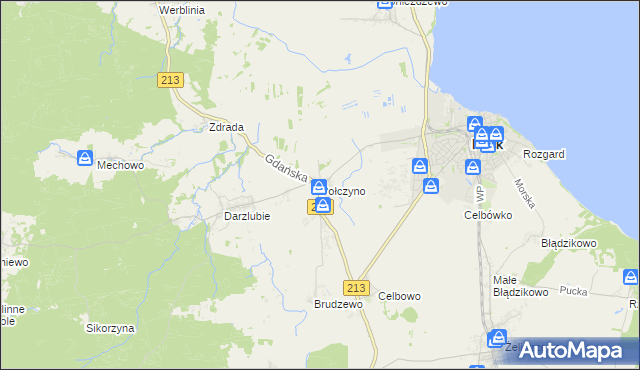 mapa Połczyno gmina Puck, Połczyno gmina Puck na mapie Targeo