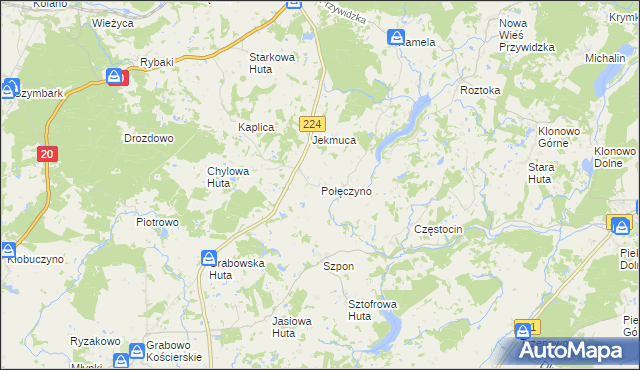 mapa Połęczyno, Połęczyno na mapie Targeo