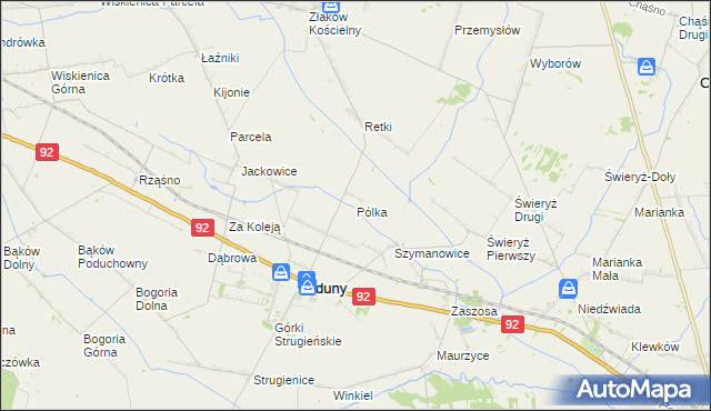 mapa Pólka gmina Zduny, Pólka gmina Zduny na mapie Targeo