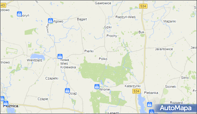 mapa Pólko gmina Płużnica, Pólko gmina Płużnica na mapie Targeo