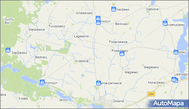 mapa Pomarzanki gmina Pobiedziska, Pomarzanki gmina Pobiedziska na mapie Targeo