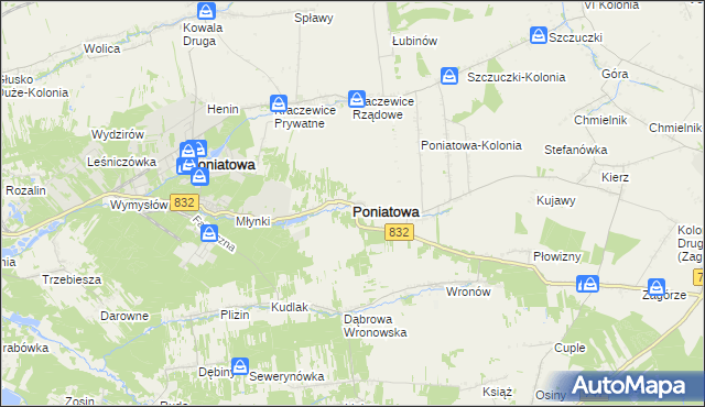 mapa Poniatowa powiat opolski, Poniatowa powiat opolski na mapie Targeo
