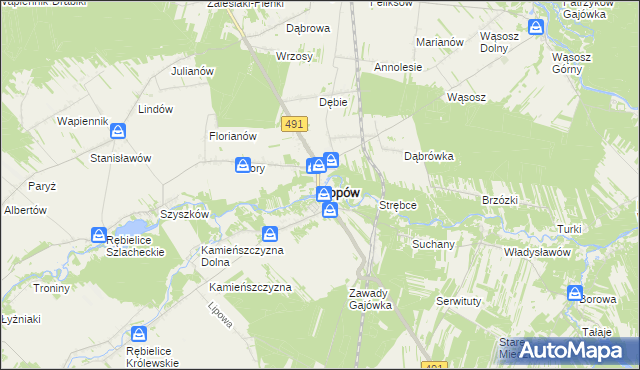 mapa Popów powiat kłobucki, Popów powiat kłobucki na mapie Targeo