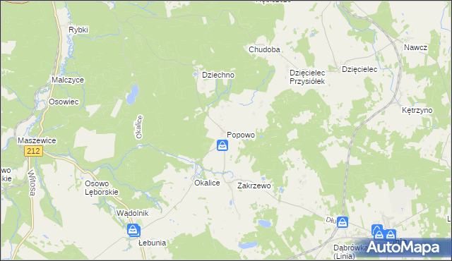 mapa Popowo gmina Cewice, Popowo gmina Cewice na mapie Targeo