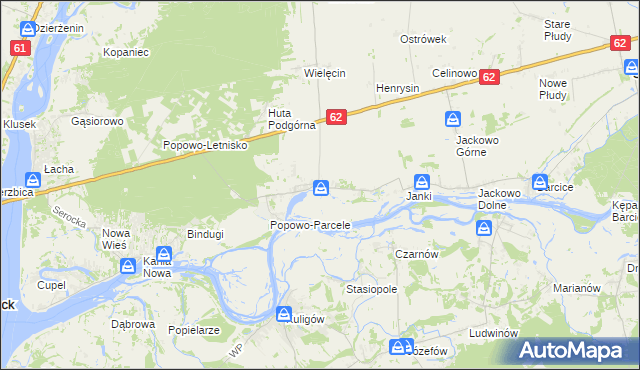 mapa Popowo Kościelne gmina Somianka, Popowo Kościelne gmina Somianka na mapie Targeo
