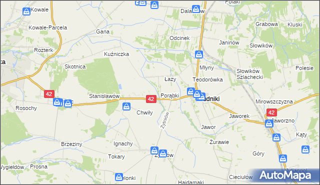 mapa Porąbki gmina Rudniki, Porąbki gmina Rudniki na mapie Targeo