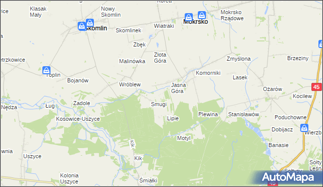 mapa Poręby gmina Mokrsko, Poręby gmina Mokrsko na mapie Targeo