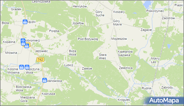 mapa Posada gmina Przedbórz, Posada gmina Przedbórz na mapie Targeo