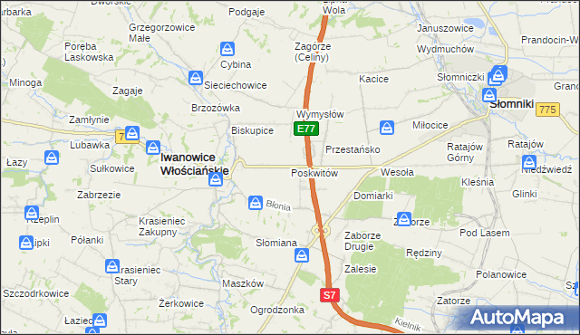 mapa Poskwitów, Poskwitów na mapie Targeo