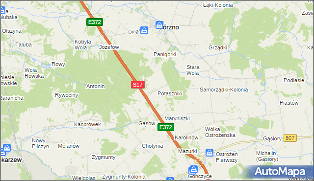 mapa Potaszniki, Potaszniki na mapie Targeo
