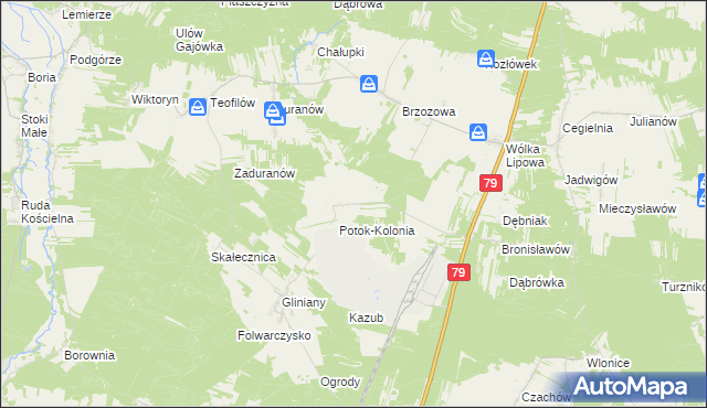 mapa Potok gmina Ożarów, Potok gmina Ożarów na mapie Targeo