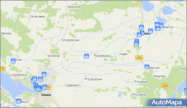 mapa Potrzebowo gmina Wijewo, Potrzebowo gmina Wijewo na mapie Targeo