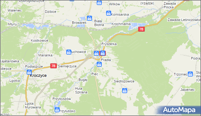 mapa Pradła, Pradła na mapie Targeo
