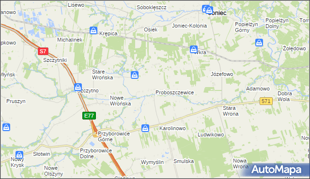 mapa Proboszczewice, Proboszczewice na mapie Targeo
