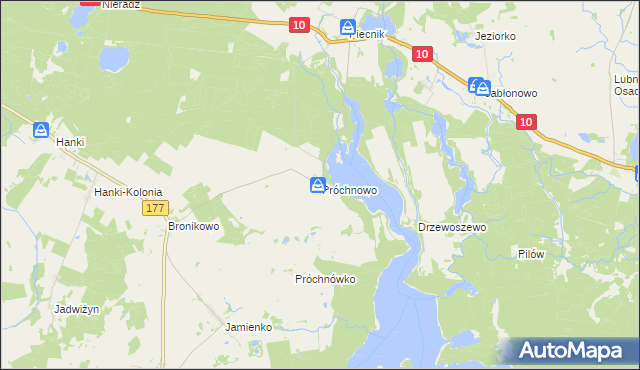 mapa Próchnowo gmina Mirosławiec, Próchnowo gmina Mirosławiec na mapie Targeo