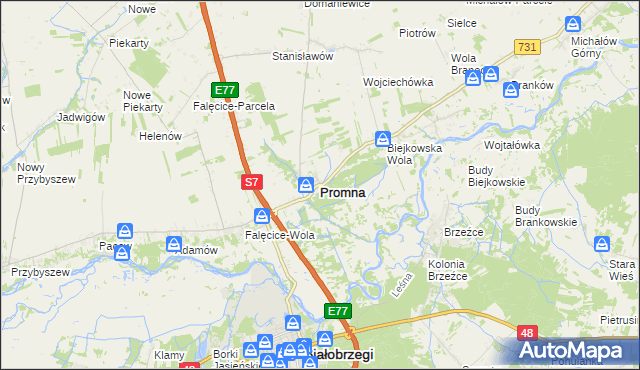 mapa Promna, Promna na mapie Targeo