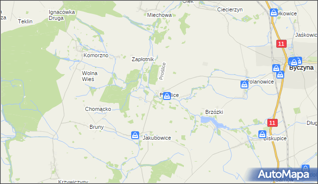 mapa Proślice, Proślice na mapie Targeo