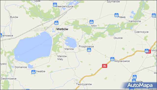 mapa Proszkowice, Proszkowice na mapie Targeo