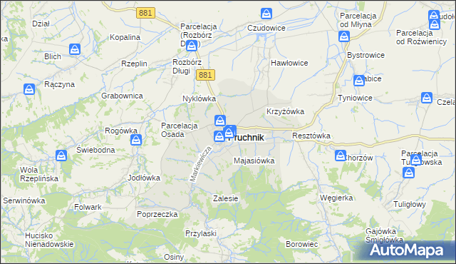 mapa Pruchnik powiat jarosławski, Pruchnik powiat jarosławski na mapie Targeo