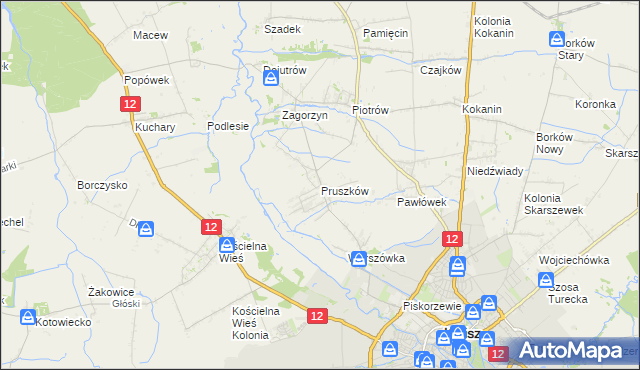 mapa Pruszków gmina Blizanów, Pruszków gmina Blizanów na mapie Targeo