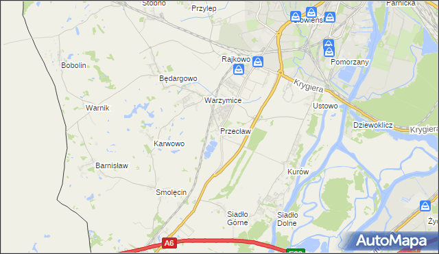 mapa Przecław gmina Kołbaskowo, Przecław gmina Kołbaskowo na mapie Targeo