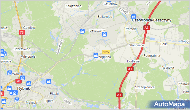 mapa Przegędza, Przegędza na mapie Targeo