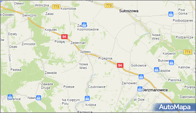 mapa Przeginia, Przeginia na mapie Targeo