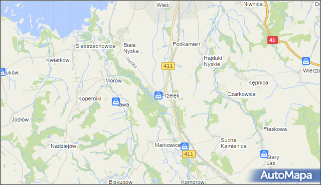 mapa Przełęk gmina Nysa, Przełęk gmina Nysa na mapie Targeo