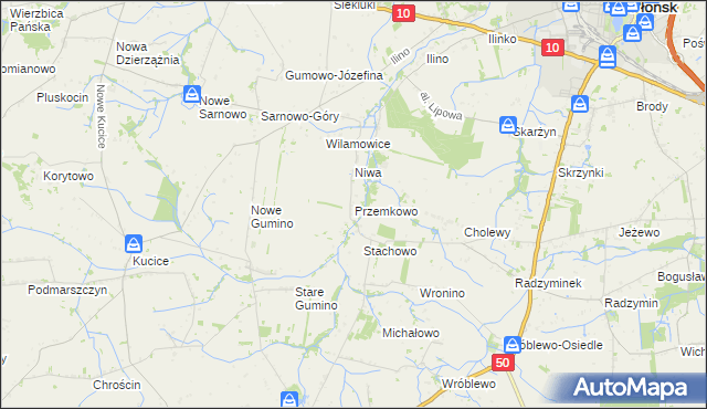 mapa Przemkowo gmina Dzierzążnia, Przemkowo gmina Dzierzążnia na mapie Targeo